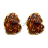 Pendientes de Perno de Aleación de Zinc, chapado en oro de 18 K, Joyería & para mujer & esmalte, libre de níquel, plomo & cadmio, 20x30mm, Vendido por Par