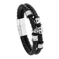 PU Cord Karkötők, -val Cink ötvözet, kézi, divat ékszerek & egynemű, fekete, 15mm, Hossz Kb 8.66 inch, Által értékesített PC