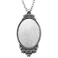 Zinc Alloy Pendant Cabochon Setting Oval antique silver color plated vintage & DIY nickel lead & cadmium free Sold By PC