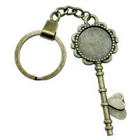 Zinc Alloy Pendant Cabochon Setting Key antique bronze color plated vintage & DIY nickel lead & cadmium free 20mm Sold By PC