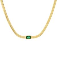 Collier d'acier titane, avec 1.97inch chaînes de rallonge, Plaqué or 18K, bijoux de mode & pavé de micro zircon & pour femme, plus de couleurs à choisir, 4mm, Longueur Environ 15.75 pouce, Vendu par PC