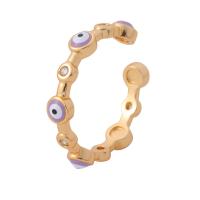 Bijoux Finger Evil Eye Anneau, laiton, Mauvais œil, émail & avec strass, plus de couleurs à choisir, protéger l'environnement, sans nickel, plomb et cadmium, Diamètre intérieur:Environ 17mm, Vendu par PC