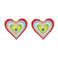 Brass Stud Earring Heart Vacuum Ion Plating enamel nickel lead & cadmium free Sold By Pair