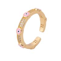 Bijoux Finger Evil Eye Anneau, laiton, Mauvais œil, avec strass, plus de couleurs à choisir, protéger l'environnement, sans nickel, plomb et cadmium, 4mm, Diamètre intérieur:Environ 18mm, Vendu par PC