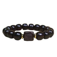 Poignet Mala, black Sandalwood, style folk & unisexe, 13x12mm, Longueur Environ 8 pouce, Vendu par PC