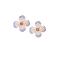 Pendientes de Perno de Aleación de Zinc, Flor, Joyería & diferentes estilos para la opción & para mujer & esmalte, libre de níquel, plomo & cadmio, 28mm, Vendido por Par