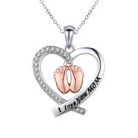 Zinc Alloy Halskæde, med 1.97inch extender kæde, Heart, forgyldt, mode smykker & Mother Day Smykker & Micro Pave cubic zirconia & for kvinde, to forskellige farvede, 25x25mm, Længde 17.71 inch, Solgt af PC