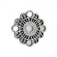 Pendentifs creux en alliage de zinc, Plaqué de couleur d'argent, Vintage & DIY, protéger l'environnement, sans nickel, plomb et cadmium, 36x36mm, Environ 100PC/sac, Vendu par sac