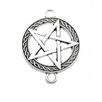 Zinc Alloy Connector pentagram antique silver color plated vintage & DIY & 1/1 loop & hollow nickel lead & cadmium free Approx Sold By Bag