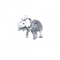 Zinc Alloy Animal Pendler, Elephant, antik sølv farve forgyldt, Vintage & du kan DIY, nikkel, bly & cadmium fri, 37x37mm, Ca. 100pc'er/Bag, Solgt af Bag