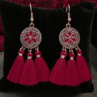 Fashion Fringe Earrings Zinc Alloy plated fashion jewelry & for woman red nickel lead & cadmium free Sold By Pair