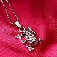 Zinc Alloy Jewelry Necklace with 1.96inch extender chain Frog fashion jewelry & micro pave cubic zirconia & for woman nickel lead & cadmium free 14*19mm Length Approx 18.5 Inch Sold By PC