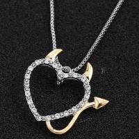 Zinc Alloy Jewelry Necklace with 1.96inch extender chain Heart fashion jewelry & Unisex & with rhinestone nickel lead & cadmium free 27*28mm Length Approx 17.71 Inch Sold By PC