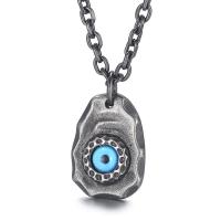 Evil Eye Biżuteria Naszyjnik, Stal nierdzewna 316L, ze żywica, biżuteria moda & dla człowieka, 6mm,39*28mm, długość około 23.62 cal, sprzedane przez PC