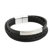 PU leder koord armbanden, met Zinc Alloy, multilayer & voor de mens, meer kleuren voor de keuze, Lengte 21 cm, Verkocht door PC