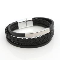 PU cavo bracciali, with lega in zinco, multistrato & per l'uomo, nessuno, Lunghezza 21 cm, Venduto da PC