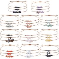 Edelstenen sieraden sets, Edelsteen, met Wax & Messing, handgemaakt, drie stuks & verschillende materialen voor de keuze & verstelbaar & voor vrouw, meer kleuren voor de keuze, Lengte Ca 16-30 cm, Verkocht door Stel