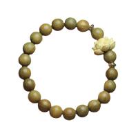 Zápěstí Mala, Green Sandalwood, s Zimostráz, Lotus, interpretkou & unisex, 8mm, Délka Cca 8.5 inch, Prodáno By PC