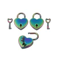 Zinc Alloy Taske lås, Heart, olieforsegling, for kvinde, flerfarvede, 30x39mm, 23.5mm, Solgt af PC