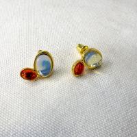 Goujon Laiton, avec chalumeau, Plaqué or 18K, bijoux de mode & pour femme, protéger l'environnement, sans nickel, plomb et cadmium, 15x12mm, Vendu par paire