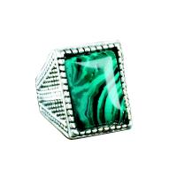 Bague en alliage de zinc, avec Malachite, bijoux de mode & normes différentes pour le choix & pour homme, protéger l'environnement, sans nickel, plomb et cadmium, Vendu par PC