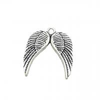 Wing Shaped Zinc Alloy Privjesci, Cink Alloy, starinski srebrne boje pozlaćen, Berba & možete DIY, nikal, olovo i kadmij besplatno, 21x19mm, Približno 100računala/Torba, Prodano By Torba