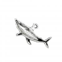 Pendentifs animaux en alliage de zinc, Requin, Plaqué de couleur d'argent, Vintage & DIY, protéger l'environnement, sans nickel, plomb et cadmium, 33x20mm, Environ 100PC/sac, Vendu par sac