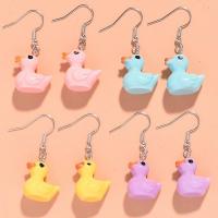 Resin Earring with Zinc Alloy Duck handmade fashion jewelry & for woman 15*37.3mm Approx Sold By Lot