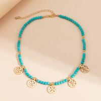 Fashion Turquoise Ketting, Zinc Alloy, met turkoois & Copper Coated Plastic, met 2.7inch extender keten, gold plated, mode sieraden & voor vrouw, nikkel, lood en cadmium vrij, Lengte Ca 13.7 inch, Verkocht door PC