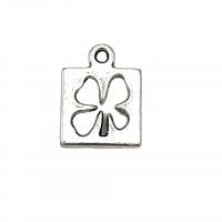 Zinkové slitiny jetel přívěšek, Zinek, Four Leaf Clover, starožitné barva postříbřená, DIY & dutý, nikl, olovo a kadmium zdarma, 13x10mm, Otvor:Cca 1.5mm, Cca 100PC/Bag, Prodáno By Bag