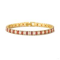 Bracelets en laiton, pavé de micro zircon, plus de couleurs à choisir, protéger l'environnement, sans nickel, plomb et cadmium, Longueur 17.5 cm, Vendu par PC