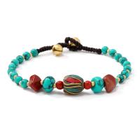 Fashion Turquoise Armbanden, Synthetische Turquoise, met Wax & Messing, folk stijl & uniseks & verschillende stijlen voor de keuze, Lengte Ca 7.3 inch, Verkocht door PC