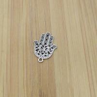 En alliage de zinc Hamsa pendentif, main, Plaqué de couleur d'argent, Vintage & DIY, protéger l'environnement, sans nickel, plomb et cadmium, 28x22mm, Environ 100PC/sac, Vendu par sac