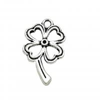 Zamak Clover Hanger, Zinc Alloy, Four Leaf Clover, antiek zilver plated, Vintage & DIY & hol, nikkel, lood en cadmium vrij, 15x24mm, Ca 100pC's/Bag, Verkocht door Bag