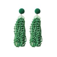 Fashion Fringe Oorbellen, Zinc Alloy, met Seedbead, mode sieraden & voor vrouw, groen, nikkel, lood en cadmium vrij, 23x100mm, Verkocht door pair