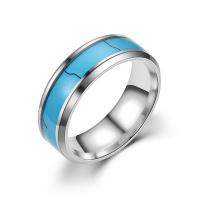 Bague en acier inoxydable, Acier inoxydable 304, avec turquoise, unisexe & normes différentes pour le choix & émail, 8mm, Vendu par PC