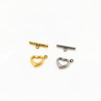 Stainless Steel Toggle kopča, 304 nehrđajućeg čelika, Srce, 2 komada & možete DIY, više boja za izbor, 15x2mm,10x9.5x2mm, Prodano By Set