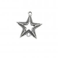 Star Zinc Alloy priključak, Cink Alloy, Zvijezda, starinski srebrne boje pozlaćen, možete DIY & 1/1 petlje & šupalj, nikal, olovo i kadmij besplatno, 22x21mm, Rupa:Približno 2mm, Približno 100računala/Torba, Prodano By Torba