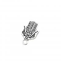 Zink Alloy Hamsa Vedhæng, Zinc Alloy, Hand, antik sølv farve forgyldt, du kan DIY, nikkel, bly & cadmium fri, 21x13mm, Hole:Ca. 2mm, Ca. 100pc'er/Bag, Solgt af Bag