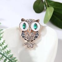 Zinc Alloy Brocher, Owl, mode smykker & med rhinestone, gylden, nikkel, bly & cadmium fri, 30x40mm, Solgt af PC