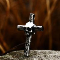 Ruostumaton teräs rajat kellonperiä, 304 Stainless Steel, Skull Cross, kiiltävä, Vintage & tee-se-itse, alkuperäinen väri, 33.80x50.70mm, Myymät PC