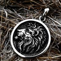 Acier inoxydable animaux Pendentifs, Acier inoxydable 304, lion, poli, Vintage & Gaufré & DIY, 38x55.40mm, Vendu par PC