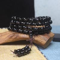 Handgelenk Mala, Schwarz Sandelholz, Bambus, mehrschichtig & Folk-Stil & unisex, 8x10mm, 88PCs/Strang, verkauft von Strang