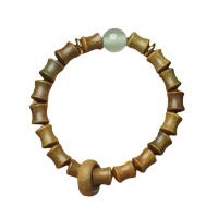 Le bois de santal vert bracelet, avec résine, bambou, style folk & unisexe, 8x10mm, Longueur Environ 7 pouce, Vendu par PC