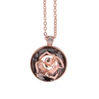 Zink alloy sweater halskettingen, Zinc Alloy, rose goud plated, mode sieraden & voor vrouw & met strass, nikkel, lood en cadmium vrij, 38mm, Lengte Ca 75 cm, Verkocht door PC