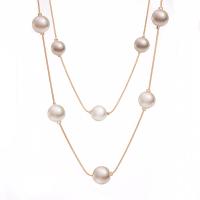 Collier en alliage de zinc Pull, avec perle de plastique, Placage, Double couche & bijoux de mode & pour femme, plus de couleurs à choisir, protéger l'environnement, sans nickel, plomb et cadmium, Longueur Environ 65 cm, Vendu par PC