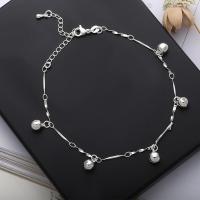 Mosiądz anklet, ze 1.97inch przedłużeniami łańcuszka, Platerowane w kolorze srebra, biżuteria moda & dla kobiety, bez zawartości niklu, ołowiu i kadmu, długość około 7.87 cal, sprzedane przez PC