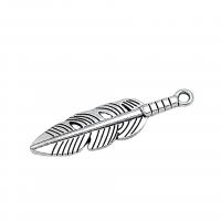 Zink legering Feather Pendler, Zinc Alloy, antik sølv farve forgyldt, Vintage & du kan DIY, nikkel, bly & cadmium fri, 8x30mm, Ca. 100pc'er/Bag, Solgt af Bag