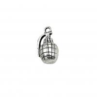 Pendentifs en alliage de zinc, Grenade, Plaqué de couleur d'argent, Vintage & DIY, protéger l'environnement, sans nickel, plomb et cadmium, 11x18mm, Environ 100PC/sac, Vendu par sac