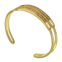 Messing Armbanden, gold plated, mode sieraden & micro pave zirconia & voor vrouw, nikkel, lood en cadmium vrij, 11mm, Binnendiameter:Ca 58mm, Verkocht door PC